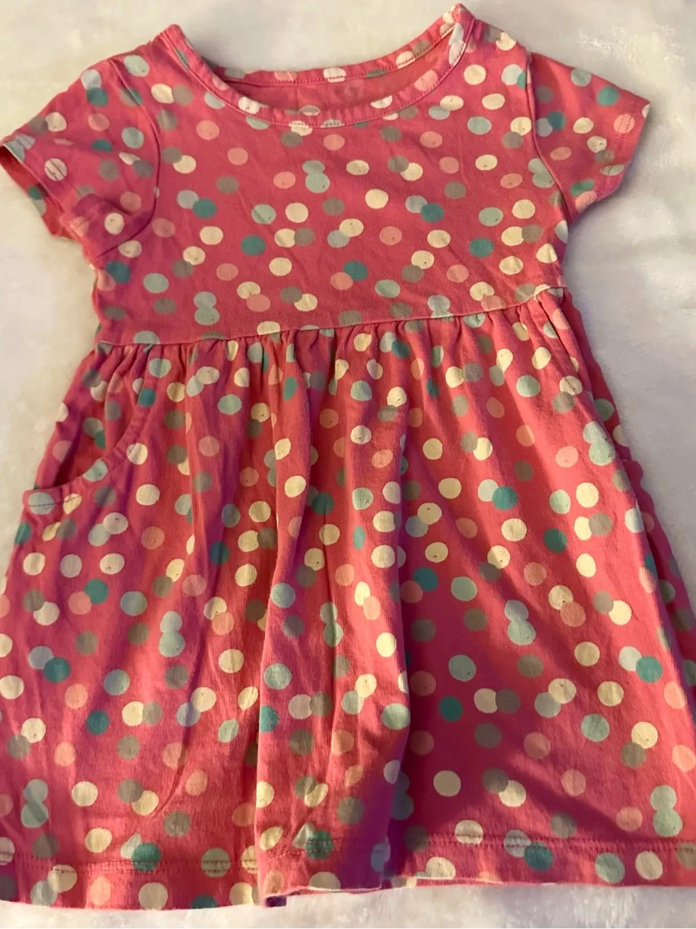 wonder nation Coral Polka Dot Dress with Mint and Cream Dots